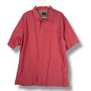 NordicTrack Short Sleeve Plaid Single Pocket Button Up Shirt Men's Red XL